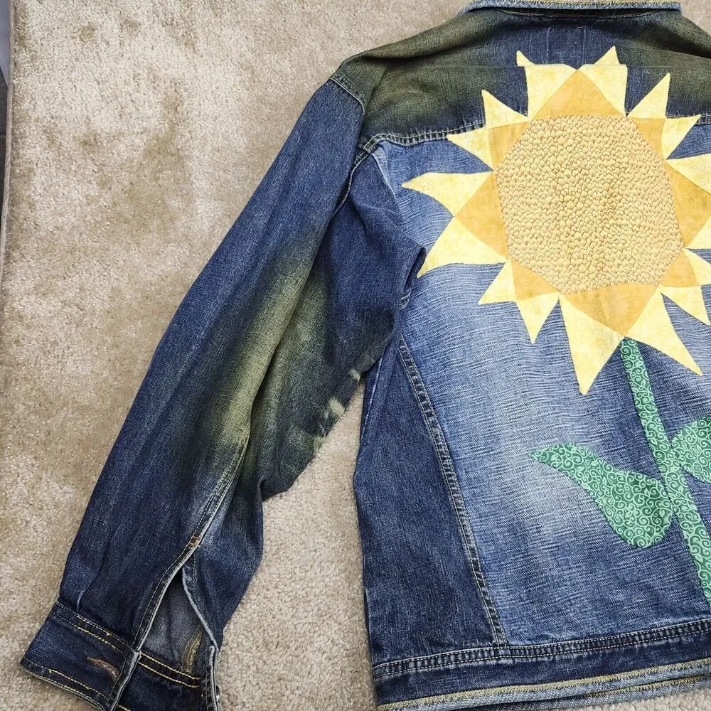 Akademiks Jean Jacket Mens Medium Blue Denim Button Up Long Sleeve Y2K Hiphop